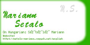 mariann setalo business card